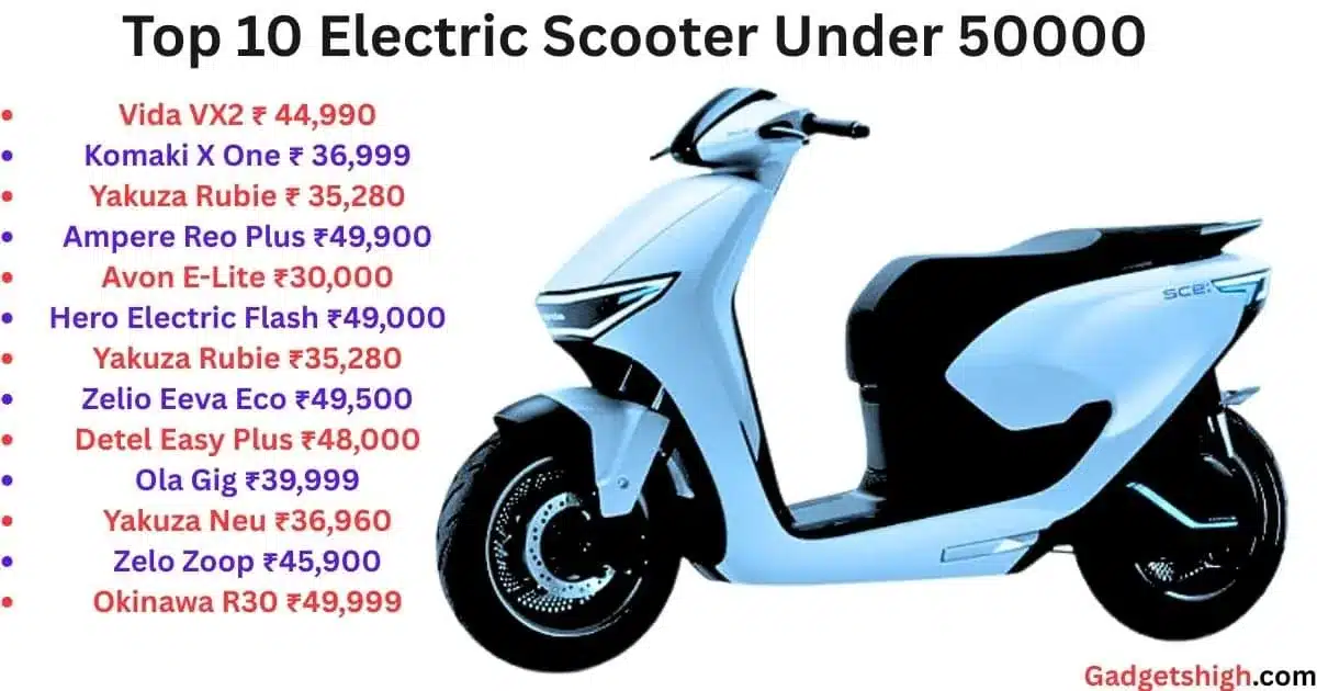 Electric Scooter Under 50000 List | Top 10 Best EV Scooters
